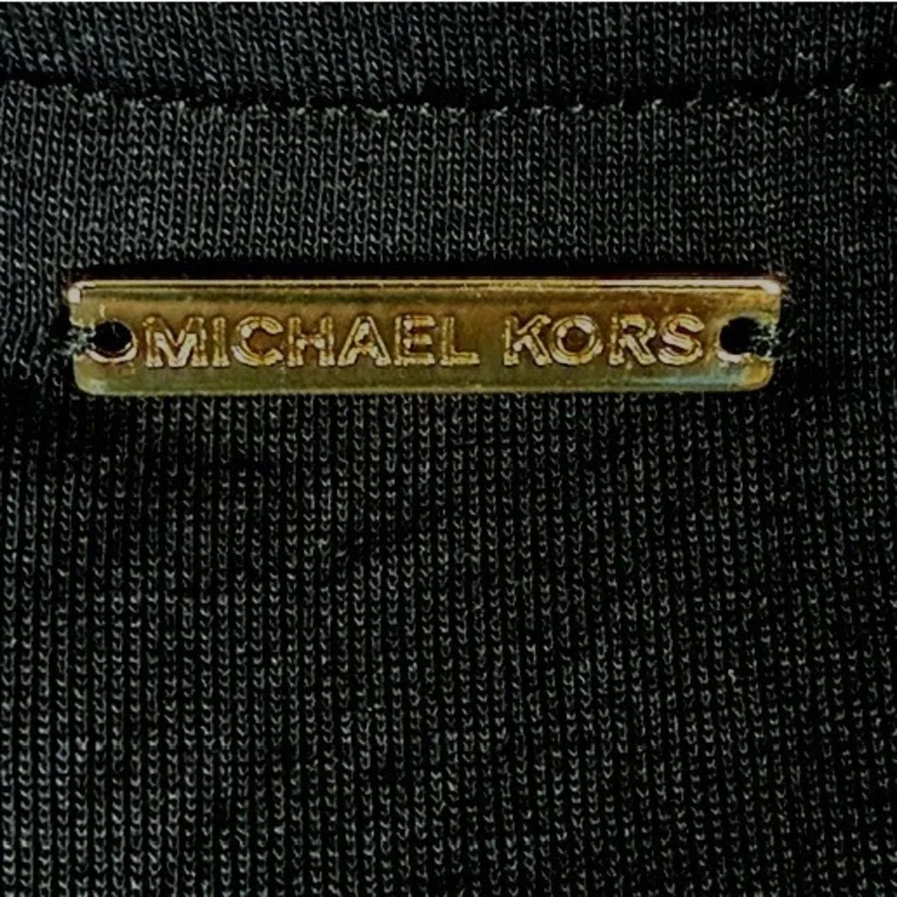 Michael Kors Womens 1X Black V-Neck Layered Hem Long Sleeve Blouse  NEW
